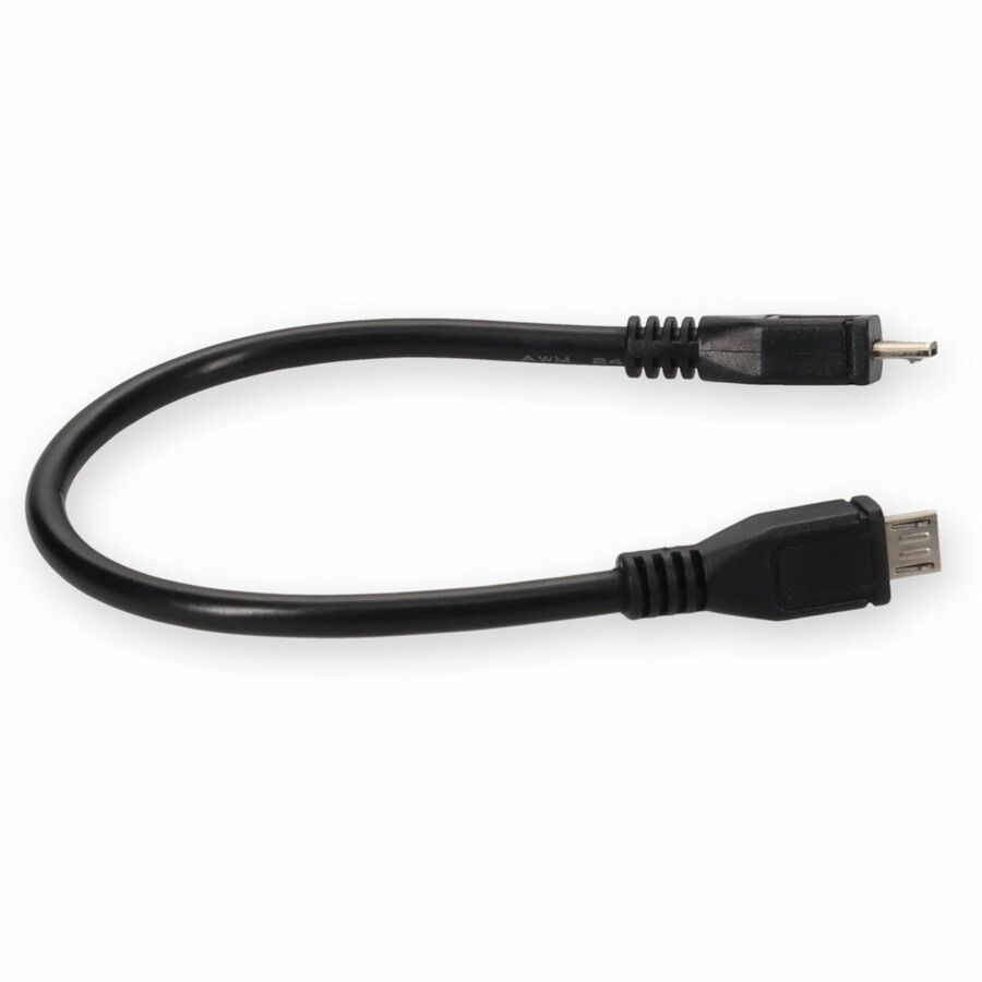 Black 1 ft Micro-USB 2.0 male to USB 2.0 female on-the-go cable — alternate view 5