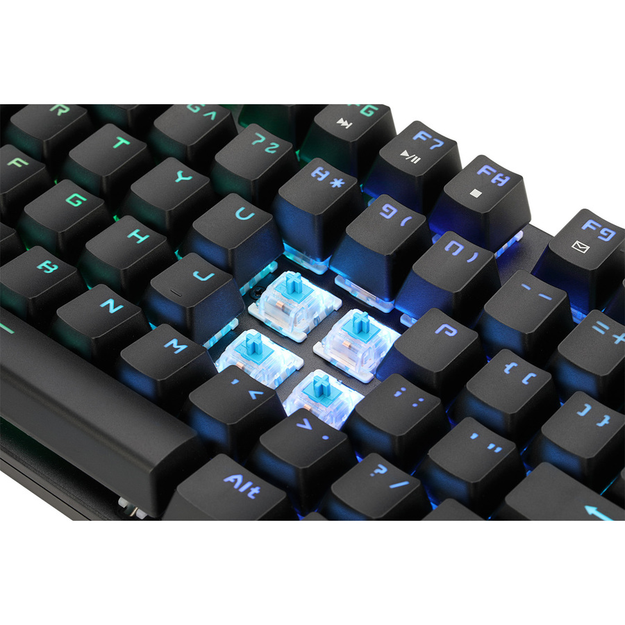 Adesso RGB Programmable Mechanical Gaming Keyboard with Detachable Magnetic Palmrest - Cable Connectivity - USB Interface - RGB LED - 104 Key Macro, Windows Key Hot Key(s) - English (US) - Windows - Mechanical Keyswitch - Black - Keyboards - ADEAKB650EB