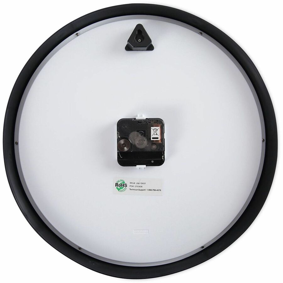 Universal Products Wall Clock - Analog - Quartz - Black Case - Plastic