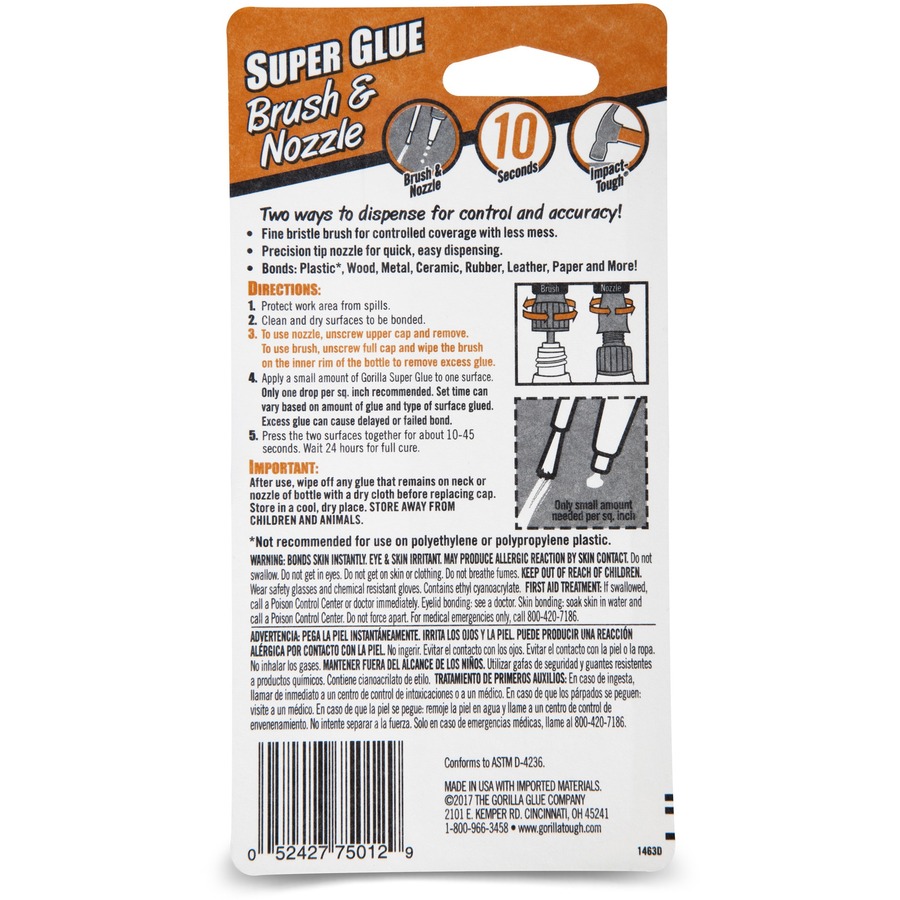 Gorilla Brush & Nozzle Super Glue - 0.35 oz - 1 Each - Clear
