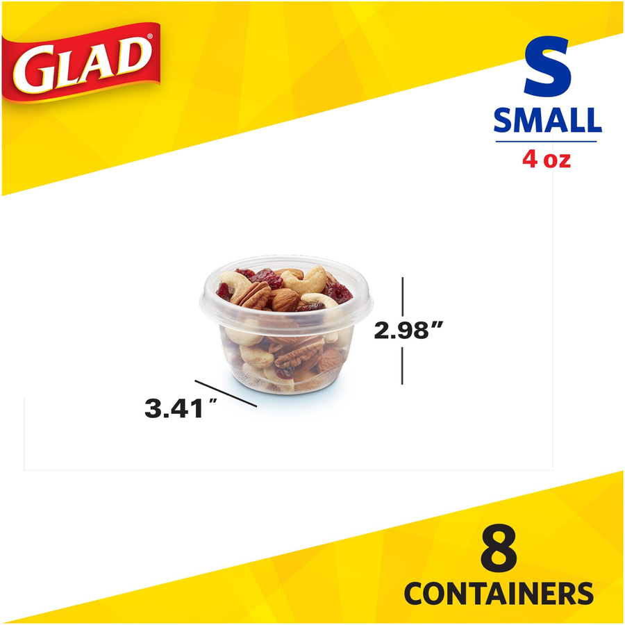 Glad Gladware Mini Round - Plastic Bowl - Food - Dishwasher Safe - Microwave Safe - Clear - 8 Piece(s) / Set - Food Storage Bags/Wraps - CLO70346ARGN