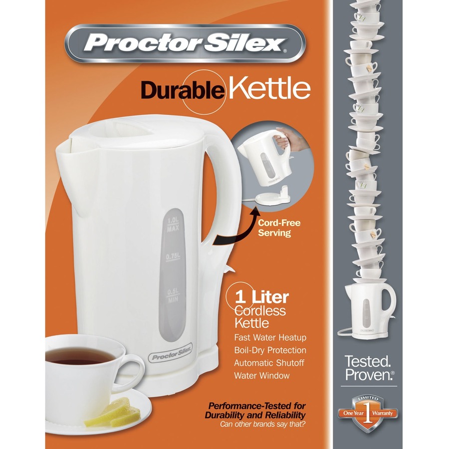 Proctor Silex Electric Kettle - 1 L - White - Kettles - PSX158135