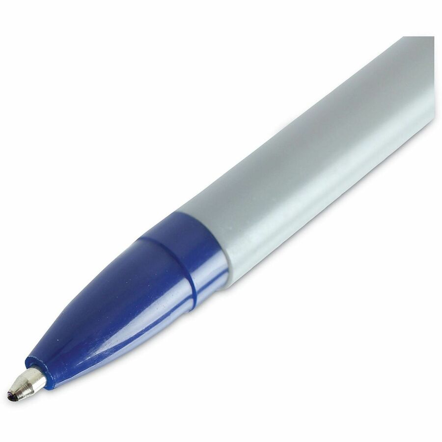Universal Ballpoint Pen - 1 mm Medium Conical Pen Point - Blue Ink - Gray, Blue Barrel - 60 / Pack
