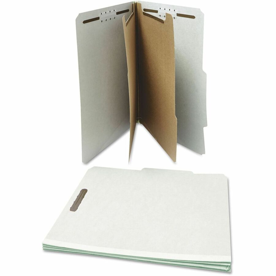 Universal 2/5 Tab Cut Letter Classification Folder - 8 1/2" x 11" - 2" Expansion - 6 Fastener(s) - 2" Fastener Capacity - Top Tab Location - Right of Center Tab Position - 2 Divider(s) - Gray - 10 Box