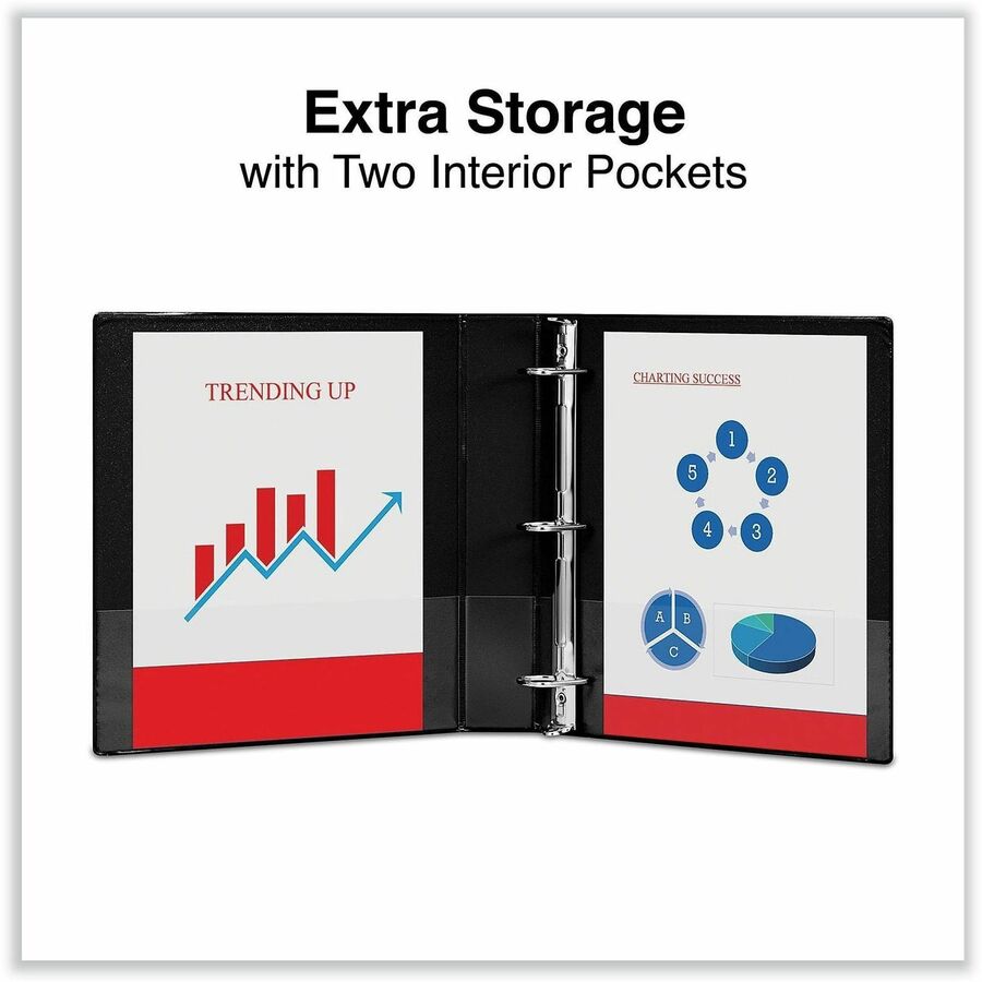 Universal Slant D-Ring View Binder, 3 Rings, 1.5" Capacity, 11 x 8.5, Black - 1 1/2" Binder Capacity - Letter - 8 1/2" x 11" Sheet Size - 375 Sheet Capacity - 3 Ring(s) - Fastener(s): Ring - Pocket(s): 2, Inside Front & Back - Polypropylene - Black - Non-