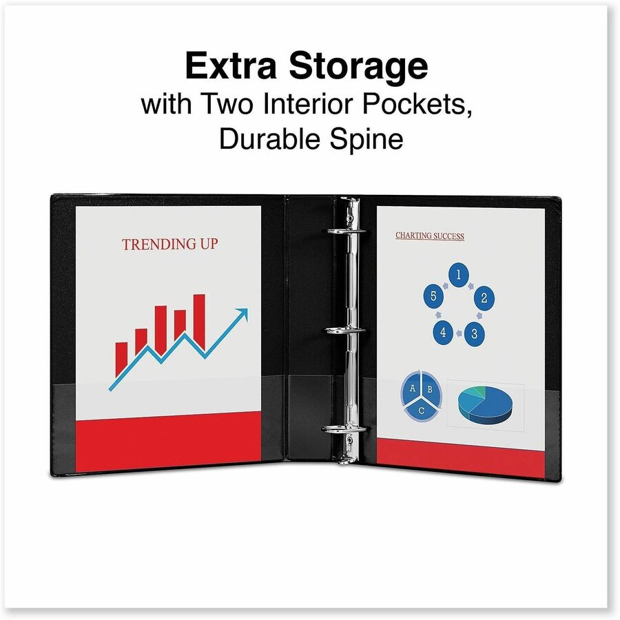 Universal Ring Binder - 1 1/2" Binder Capacity - Letter - 8 1/2" x 11" Sheet Size - 375 Sheet Capacity - 3 Ring(s) - Fastener(s): Ring - Pocket(s): 2, Inside Front & Back - Polypropylene - Black - Non-stick - 1 Each