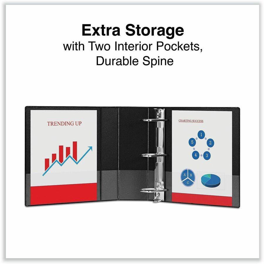 Universal Ring Binder - 4" Binder Capacity - Letter - 8 1/2" x 11" Sheet Size - 775 Sheet Capacity - 3 Ring(s) - Fastener(s): Ring - Pocket(s): 2, Inside Front & Back - Polypropylene - Black - Non-stick - 1 Each