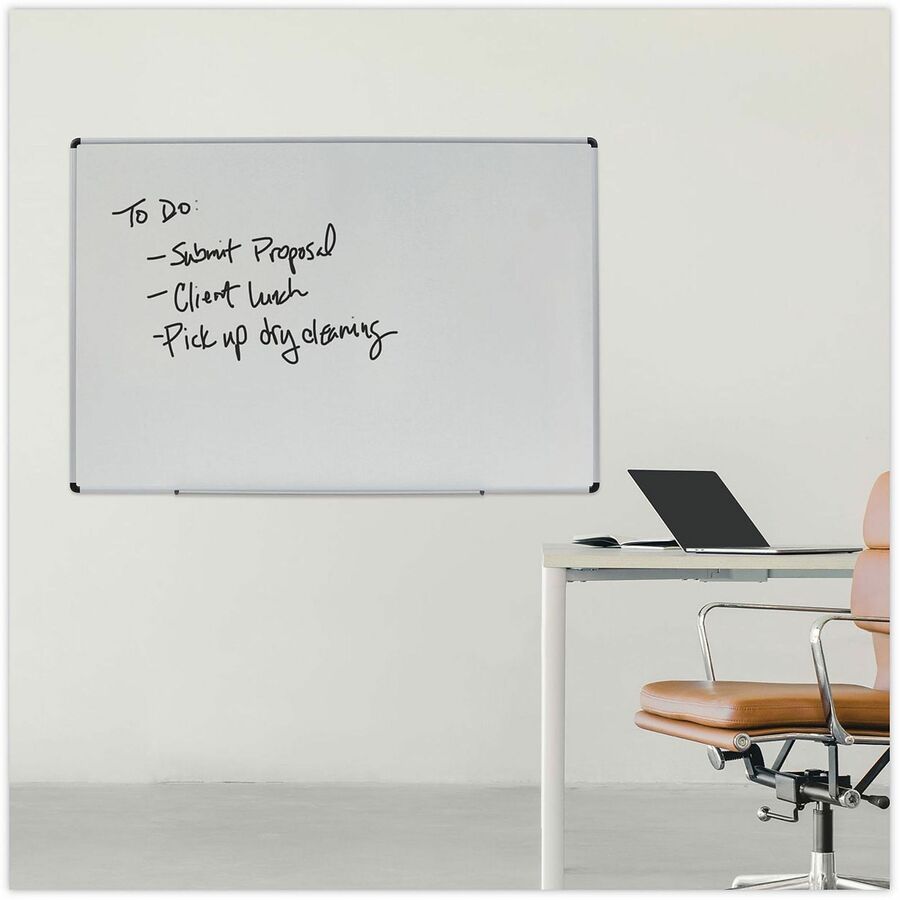 Universal Dry Erase Board - 72" (6 ft) Width x 48" (4 ft) Height - White Melamine Surface - Satin Aluminum Frame - 1 Each