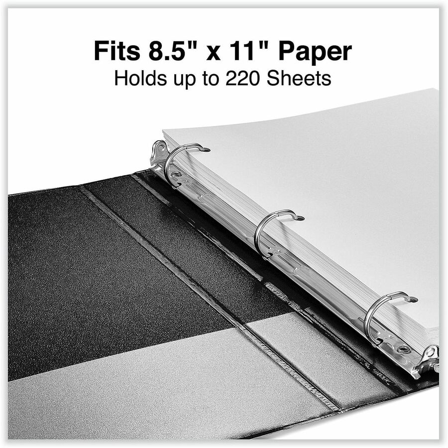 Universal Ring Binder - 1" Binder Capacity - Letter - 8 1/2" x 11" Sheet Size - 220 Sheet Capacity - 3 Ring(s) - Fastener(s): Ring - Pocket(s): 2, Inside Front & Back - Polypropylene - Black - Non-stick - 1 Each