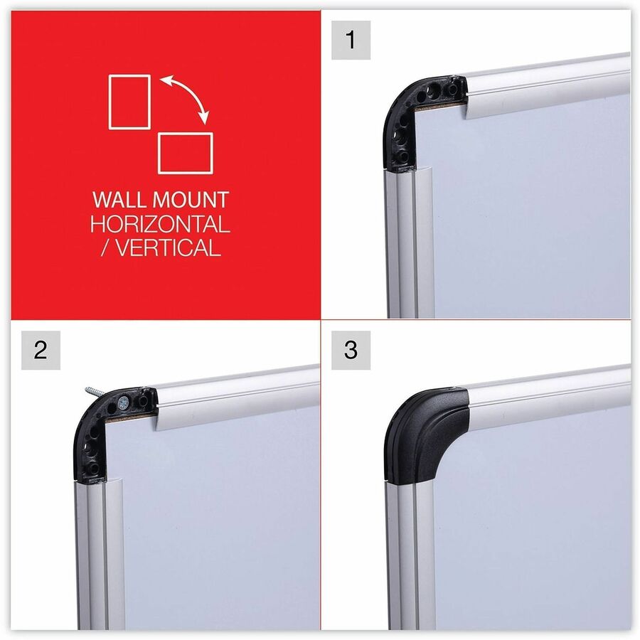 Universal Dry Erase Board - 72" (6 ft) Width x 48" (4 ft) Height - White Porcelain Surface - Silver Aluminum, Black Frame - Magnetic - 1 Each