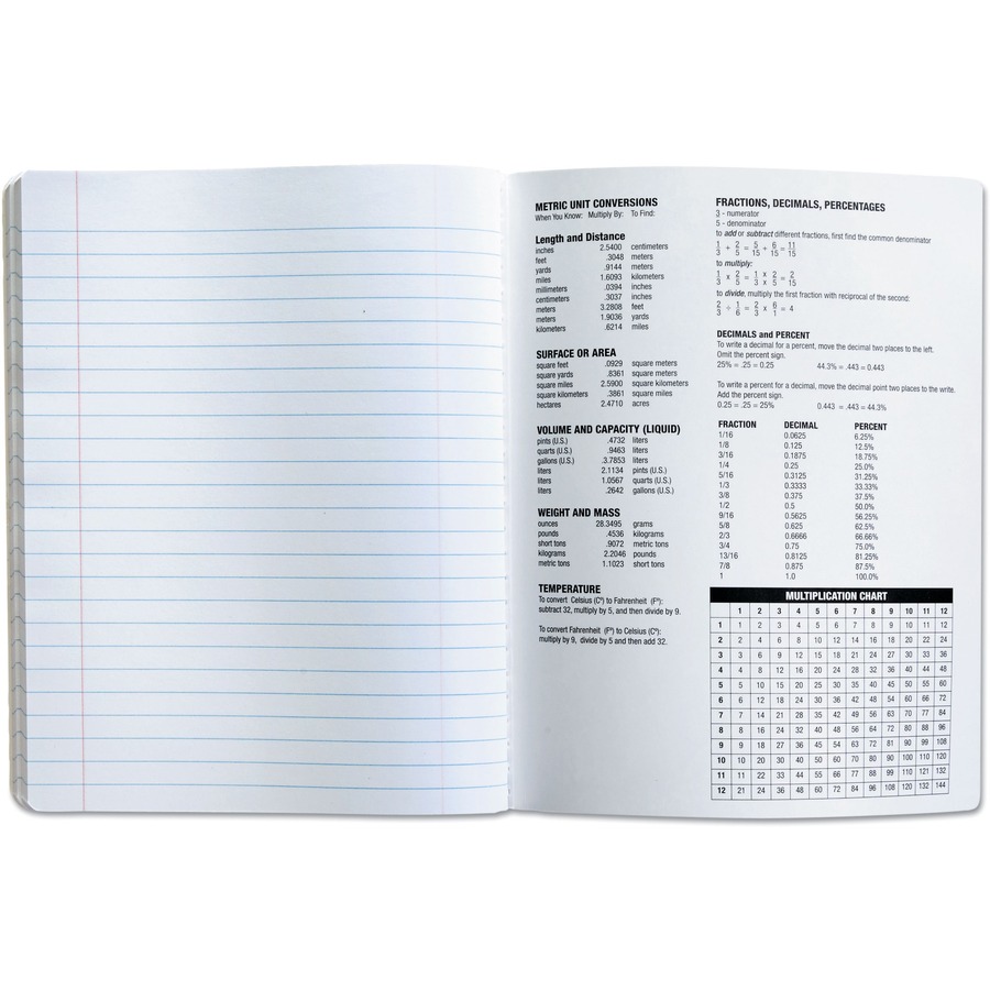 Universal Notebook - 1 Subject(s) - 100 Sheets - Sewn - Wide Ruled, Legal Ruled Front Ruling - 15 lb Basis Weight - 9.75" Height x 7.5" Width - White Paper - Black Marble Chipboard Cover - 6 / Pack