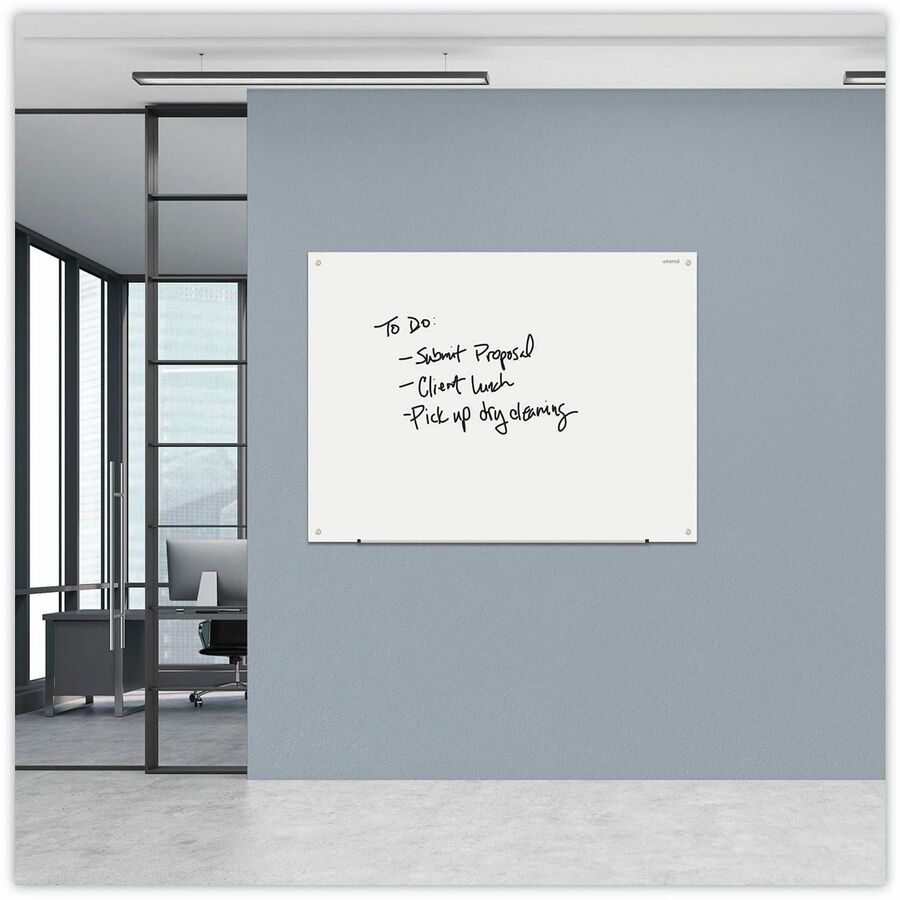 Universal Frameless Glass Marker Board, 48" x 36" , White Surface - 48" (4 ft) Width x 36" (3 ft) Height - White Glass Surface - 1 Each