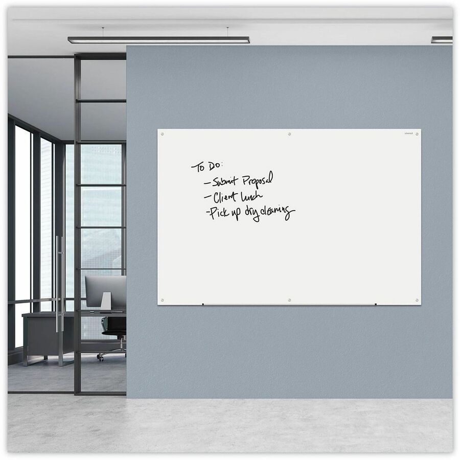 Universal Frameless Glass Marker Board, 72" x 48" , White Surface - 72" (6 ft) Width x 48" (4 ft) Height - White Glass Surface - 1 Each