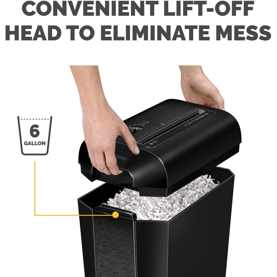 Fellowes LX65 Cross-cut Shredder - Non-continuous Shredder - Cross Cut - 10 Per Pass - for shredding Staples, Paper, Paper Clip, Credit Card - 0.2" x 1.6" Shred Size - P-4 - 6 Minute Run Time - 20 Minute Cool Down Time - 15.14 L Wastebin Capacity - Black = FEL4400301