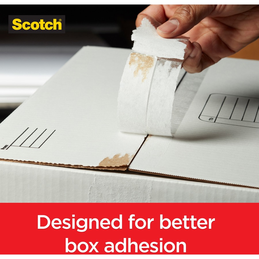 Scotch Box Lock Dispenser Packaging Tape - 55 yd Length x 1.88" Width - Dispenser Included - 4 / Pack - Clear