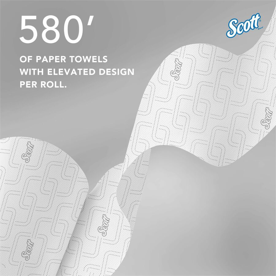Scott Paper Towel - 8" x 580 ft - White, Orange - Paper - Centrefeed, Absorbent, Anti-bacterial - For Restroom - 6 / Box = KCC47035
