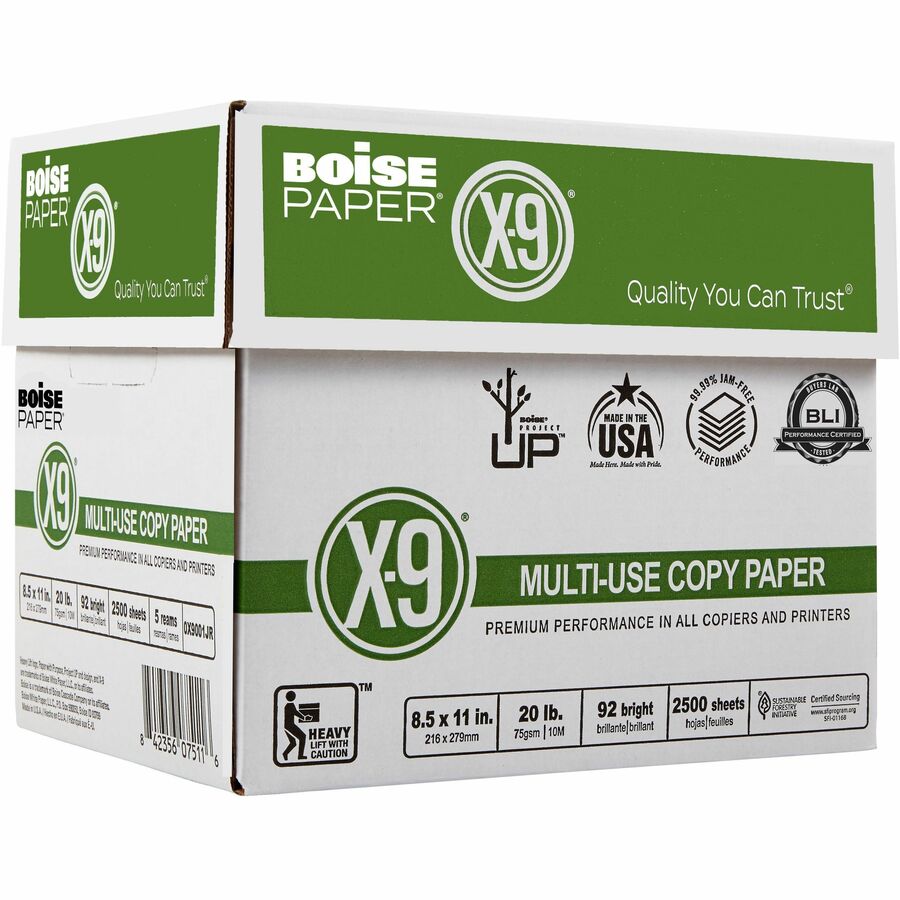 Boise X-9 Paper, 8.5 x 11, White - 5000 sheets