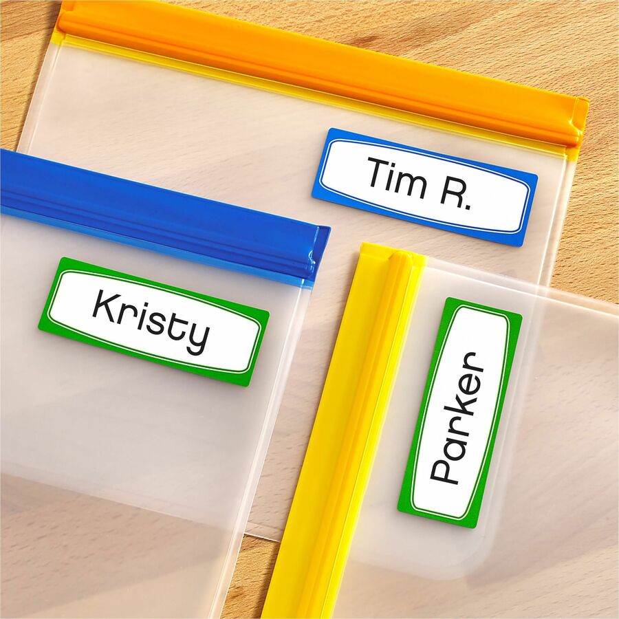 Avery Kids Gear Durable Labels - 3 1/2" Height x 1 1/4" Width - Permanent Adhesive - Rectangle - Laser, Inkjet - Matte - Assorted, Green, Blue - Film - 4 / Sheet - 90 Total Sheets - 360 Total Label(s) - 18 / Carton - Permanent Adhesive, Dishwasher Safe, M