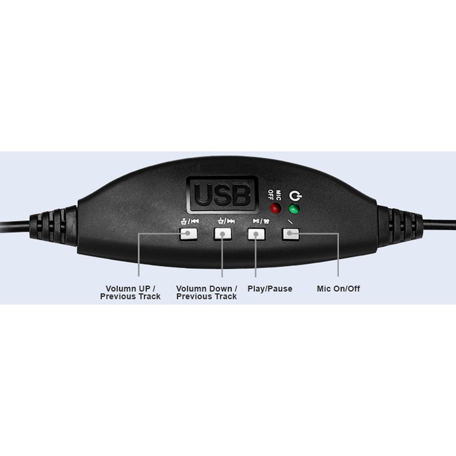 Adesso USB Single-Sided Headset with Adjustable Microphone- Noise Cancelling- Mono - USB - Wired - Over-the-head - 6 ft Cable -, Omni-directional Microphone - Black