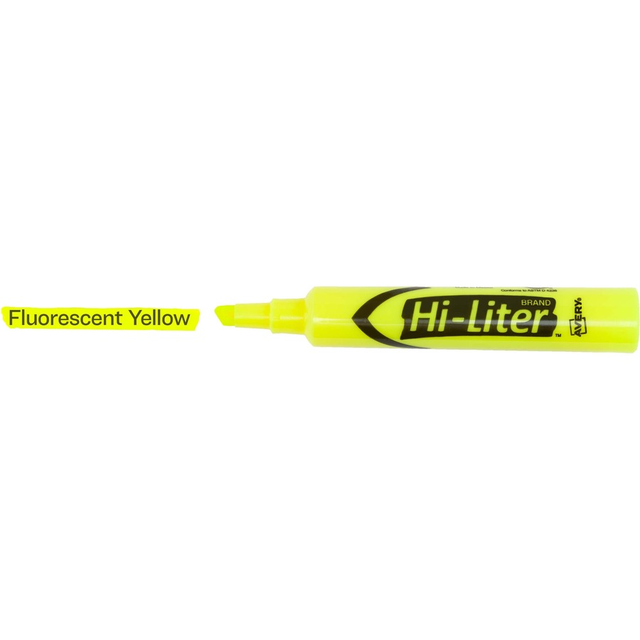 Avery® Desk-Style Highlighters Value Pack - Chisel Marker Point Style - Fluorescent Yellow Water Based Ink - 200 / Carton