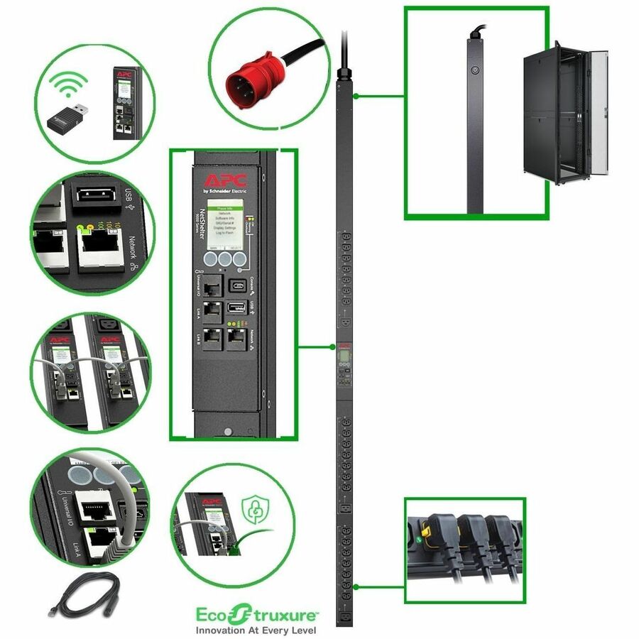 APC NetShelter Switched Rack PDU, 9K series, 0U, 11.5kW, 200-240V, 21 C13/C15 and 3 C19/C21 outlets