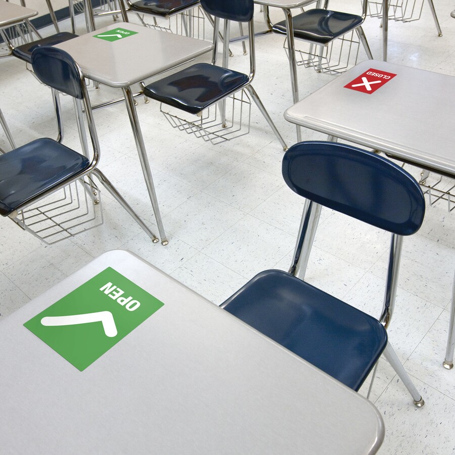 Avery® Surface Safe OPEN/CLOSED Table/Chair Decals - 10 - Open/Closed Print/Message - 4" Width x 6" Height - Rectangular Shape - White Print/Message Color - Water Resistant, Pre-printed, Chemical Resistant, Abrasion Resistant, Tear Resistant, Durable,