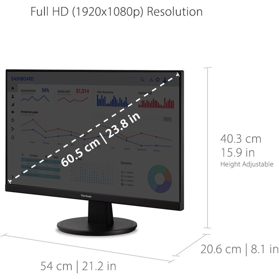 ViewSonic VA2447-MH 24 Inch Full HD 1080p Monitor with Ultra-Thin Bezel, AMD FreeSync, 75Hz, Eye Care, and HDMI, VGA Inputs for Home and Office - LCD Monitors - VIEVA2447MH