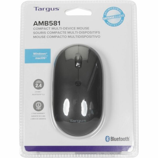 TARGUS WIRELESS - COMPACT MOUSE MULTI-DEVICE DUAL MODE W/ANTI-MICROBIAL