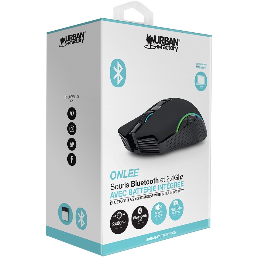 Urban Factory ONLEE: Bluetooth 2.4 GHz Ambidextrous Mouse With Rechargeable Battery