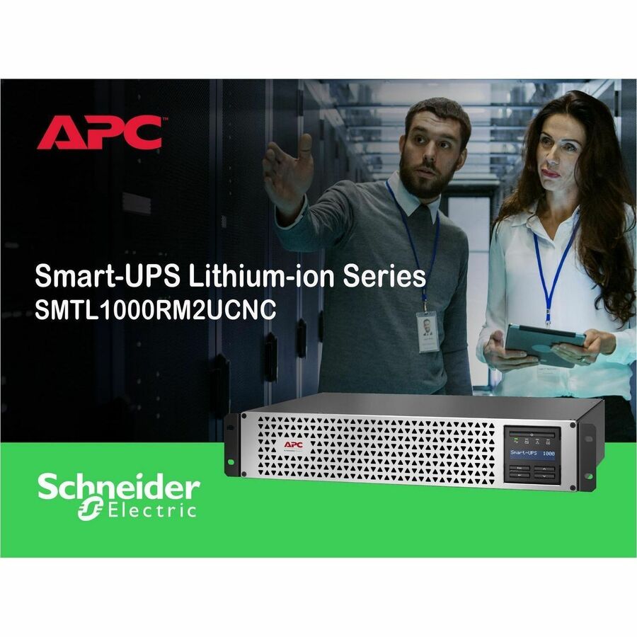APC Smart-UPS, Line Interactive, 1000VA, Lithium-ion, Rackmount 2U, 120V, 6x NEMA 5-15R outlets, SmartConnect Port+Network Card, Short Depth, AVR