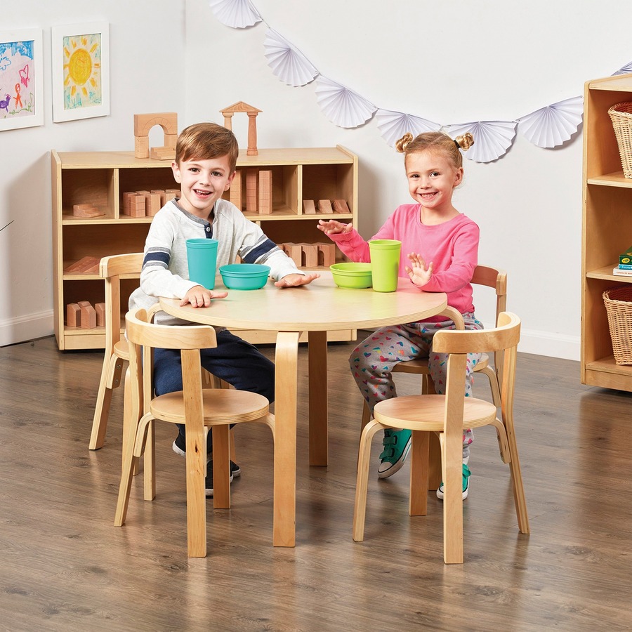 ECR4KIDS Table/Chair Set - 20.5" x 27.5" Table - Rounded Edge - Material: Birch Bentwood - Finish: Natural - Kitchen Play - ELR15821NT