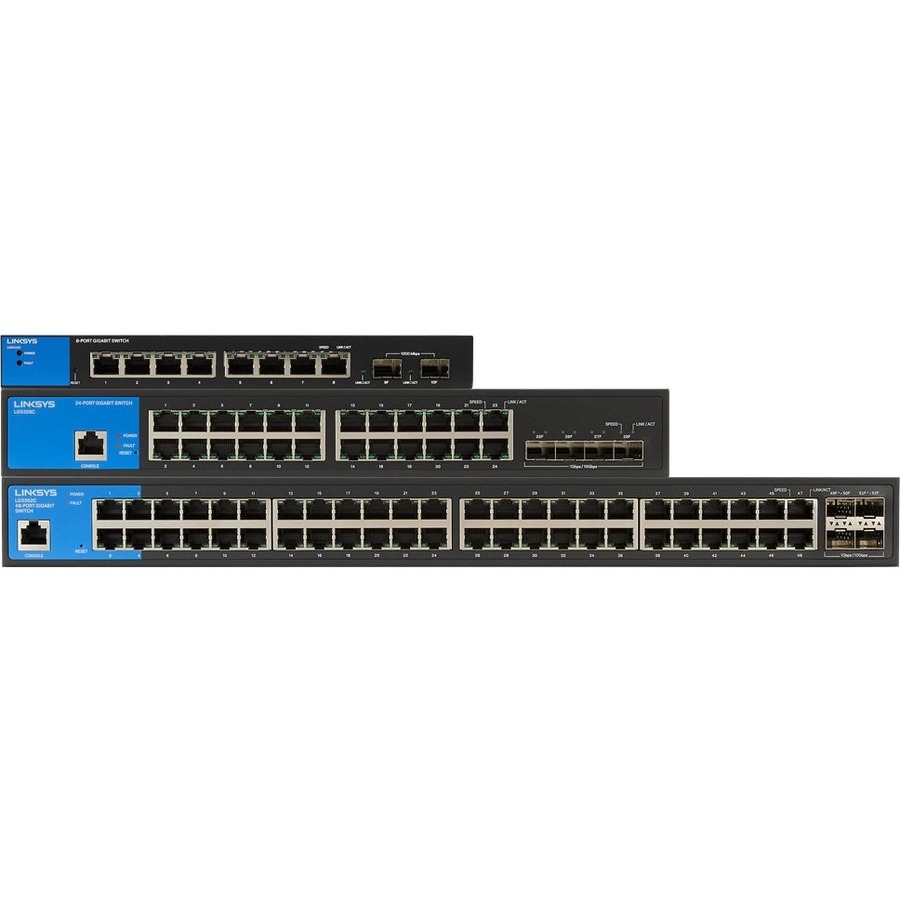 Linksys 48-Port Managed Gigabit Switch with 4 10G SFP+ Uplinks - 48 Ports - Manageable - TAA Compliant - 3 Layer Supported - Modular - 43.87 W Power Consumption - Optical Fiber, Twisted Pair - Rack-mountable - 5 Year Limited Warranty