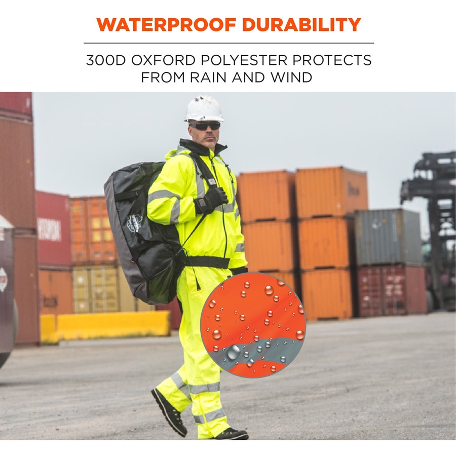 GloWear 8915 Class E Rain Pants - For Rain Protection - 4XL Size - Orange - 300D Oxford Polyester, Polyurethane, Polyester Mesh