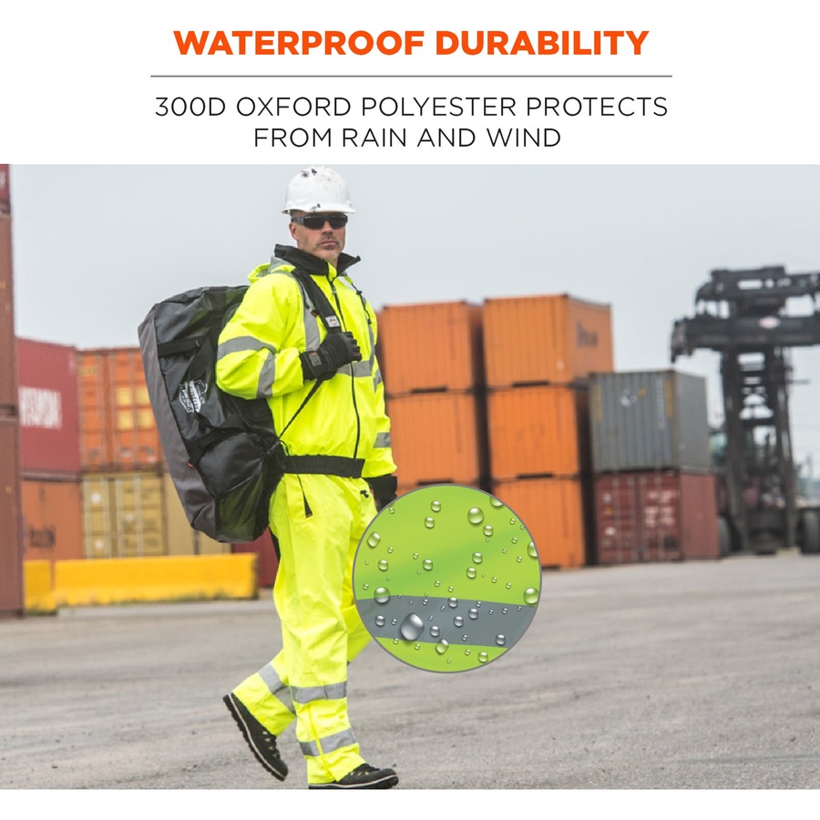 GloWear 8915 Class E Rain Pants - For Rain Protection - 4XL Size - Lime - 300D Oxford Polyester, Polyurethane, Polyester Mesh