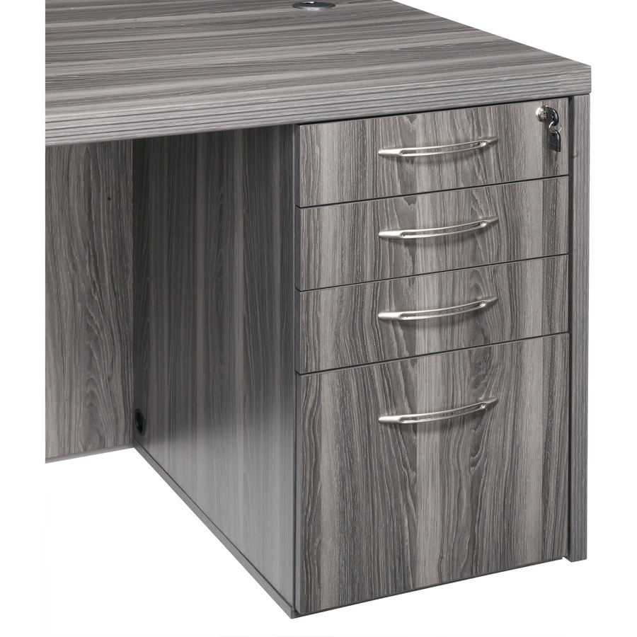 Safco Aberdeen Series Desk Pedestal, Pencil/Box/Box/File - 1" Surface, 15.1" x 25"4.1" , 12" x 22"9.4" Inside Drawer, 15.3" x 26.5"27.5" Pedestal - 4 x File, Storage, Box Drawer(s) - Material: Medium Density Fiberboard (MDF), Laminate - Finish: Gray Steel