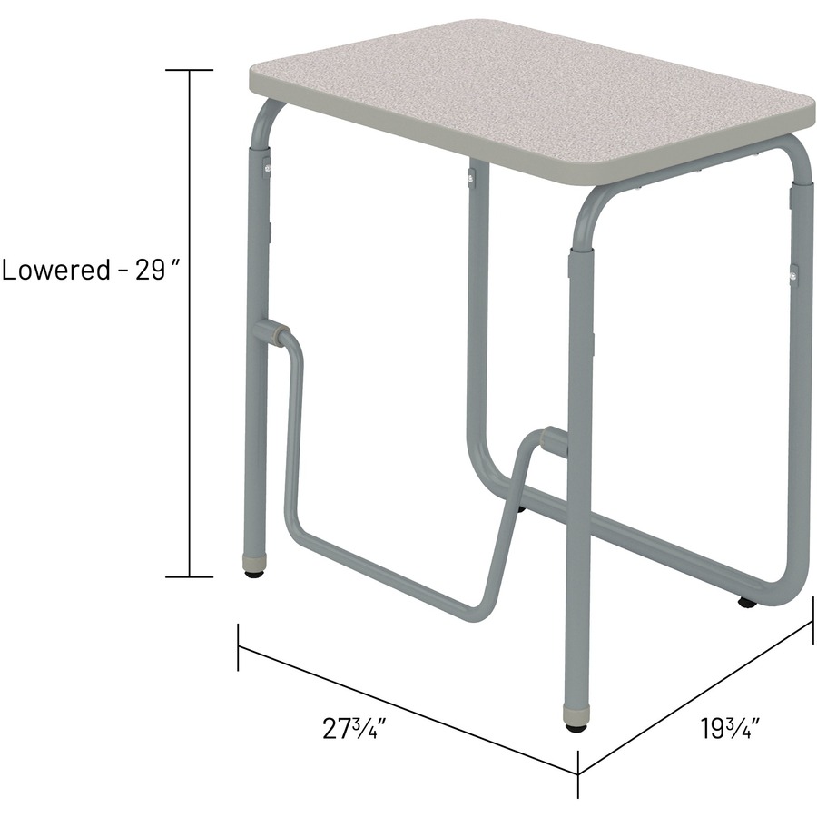 Safco AlphaBetter 2.0 Height - Adjustable Student Desk with Pendulum Bar 29"-43" - Gray Nebula Rectangle Top - 200 lb Capacity - Adjustable Height - 29" to 43" Adjustment - 27.75" Table Top Width x 19.75" Table Top Depth x 1.20" Table Top Thickness - 43" 