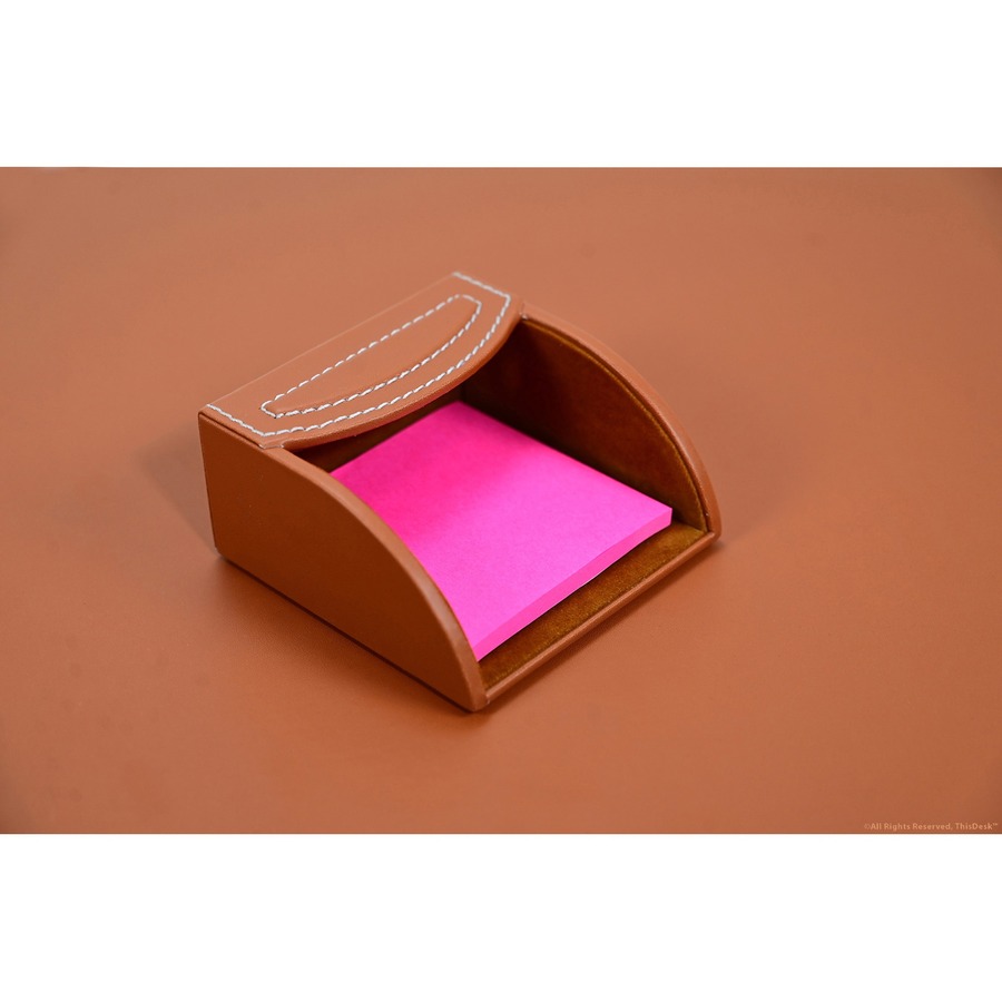 Dacasso 5-piece Home/Office Leather Desk Accessory Set - Velveteen, PU Leather - Tan - 1 Each 6