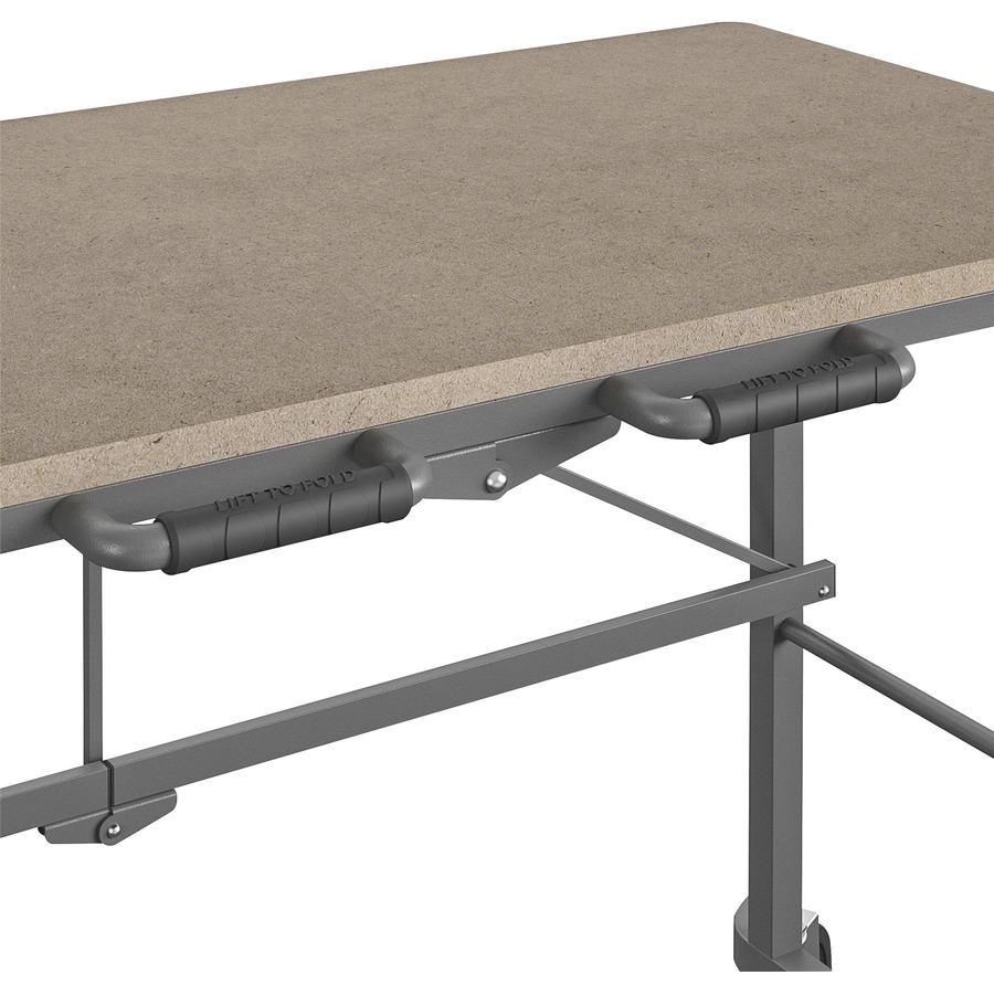Cosco Smartfold Portable Work Desk Table - Rectangle Top - Four Leg Base - 4 Legs - 350 lb Capacity x 51.40" Table Top Width x 26.50" Table Top Depth - 55.45" Height - Assembly Required - Brown - Steel - Medium Density Fiberboard (MDF) Top Material - 1 Ea
