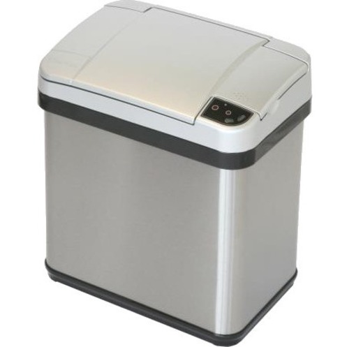 HLS Commercial Stainless Steel Sensor Trash Can - 2.50 gal Capacity - Rectangular - Touchless - Sensor, Fingerprint Resistant - 11.7" Height x 10.3" Width - Stainless Steel, ABS Plastic - Gray - 1 Each