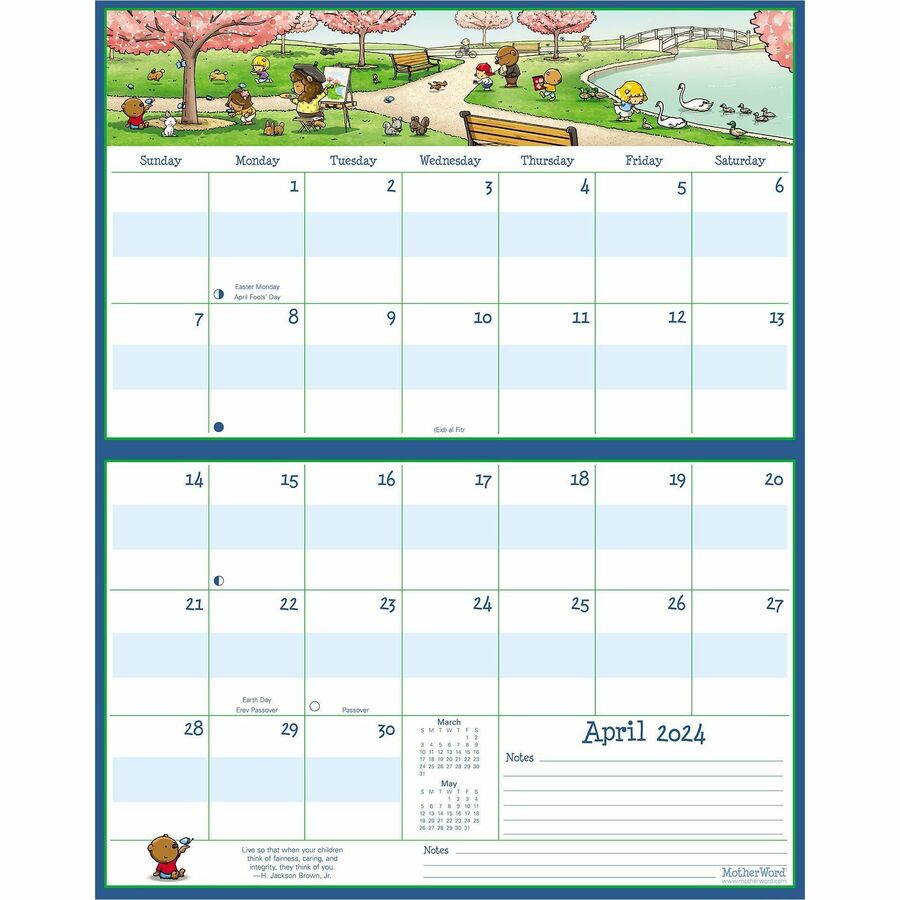 MotherWord Ultimate Family Calendars - Medium - Medium Size - Personal - Monthly - 16 Month - Wall Calendars - AAGMWMKT128