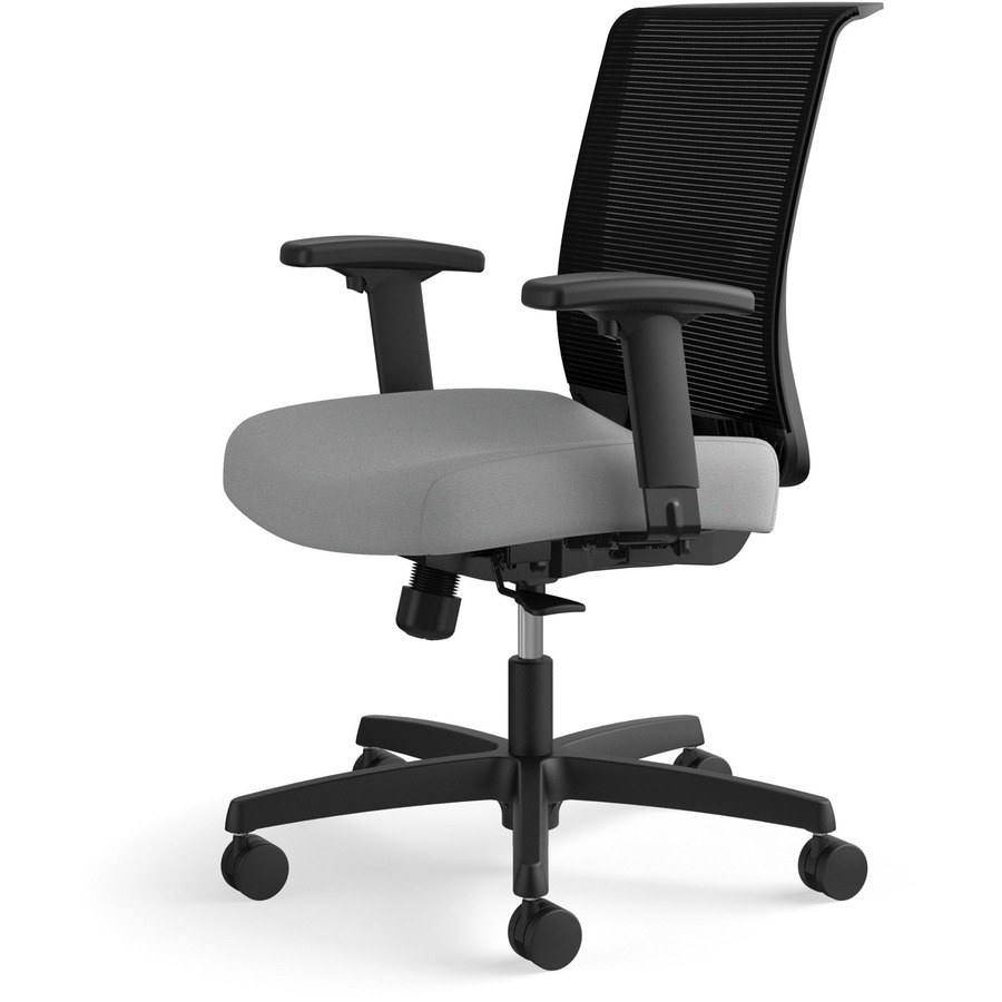 HON Convergence Chair - Black Vinyl, Fabric Seat - Black Mesh Back - Black Frame - 5-star Base - Frost