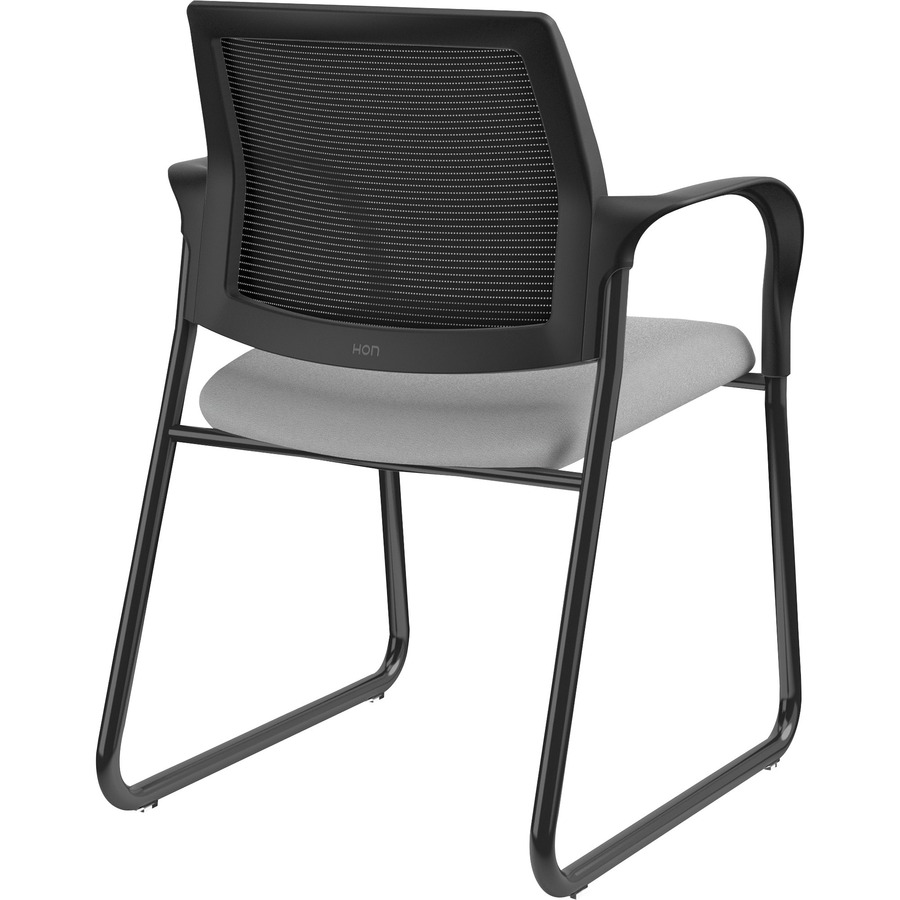 HON Ignition Chair - Frost Fabric Seat - Black Mesh Back - Black Steel Frame - Sled Base - Frost - Armrest