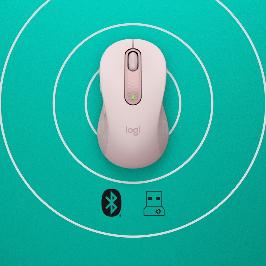 Logitech Signature M650 Mouse - Optical - Wireless - Bluetooth/Radio Frequency - Rose - USB - 2000 dpi - Scroll Wheel - 5 Button(s) - 5 Programmable Button(s) - Medium Hand/Palm Size - Mice - LOG910006251