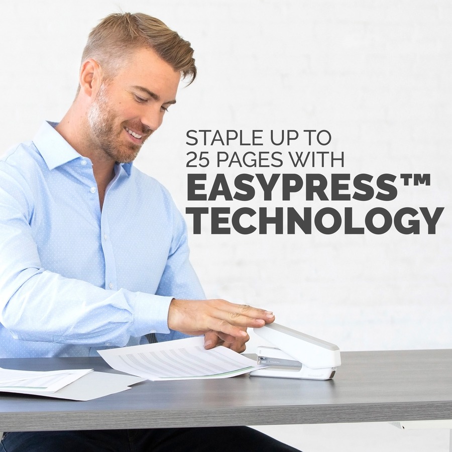 Fellowes LX850 Full Strip EasyPress Stapler - White - 210 Staple Capacity - Full Strip - White - Desktop Staplers - FEL5011601