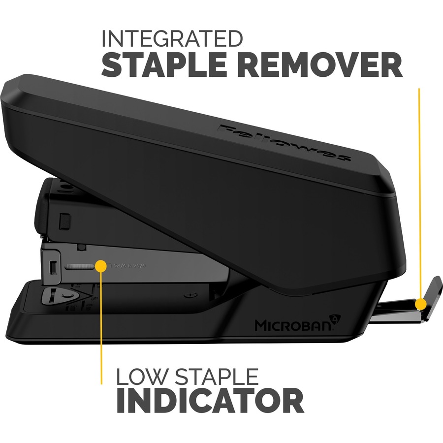 Fellowes LX840 Half Strip EasyPress Stapler - Black - 105 Staple Capacity - Half Strip - Black = FEL5010601