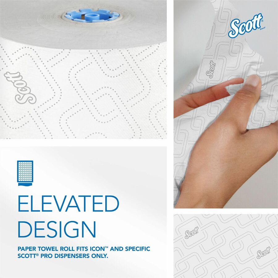 Scott Pro High-Capacity Hard Roll Towels with Elevated Design & Absorbency Pockets - 7.50" x 700 ft - 1.75" Core - White - Paper - 6 / Carton