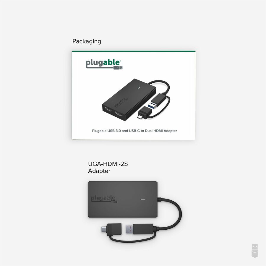 Plugable Dual Monitor Adapter for M1/M2/M3/M4 macOS Systems, Windows, ChromeOS. Broad Compatibility