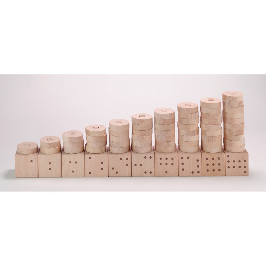 Natural Wood Number 1-10 Stacker - Set of 65 Pieces - Counting & Sorting - YLDYUS1133