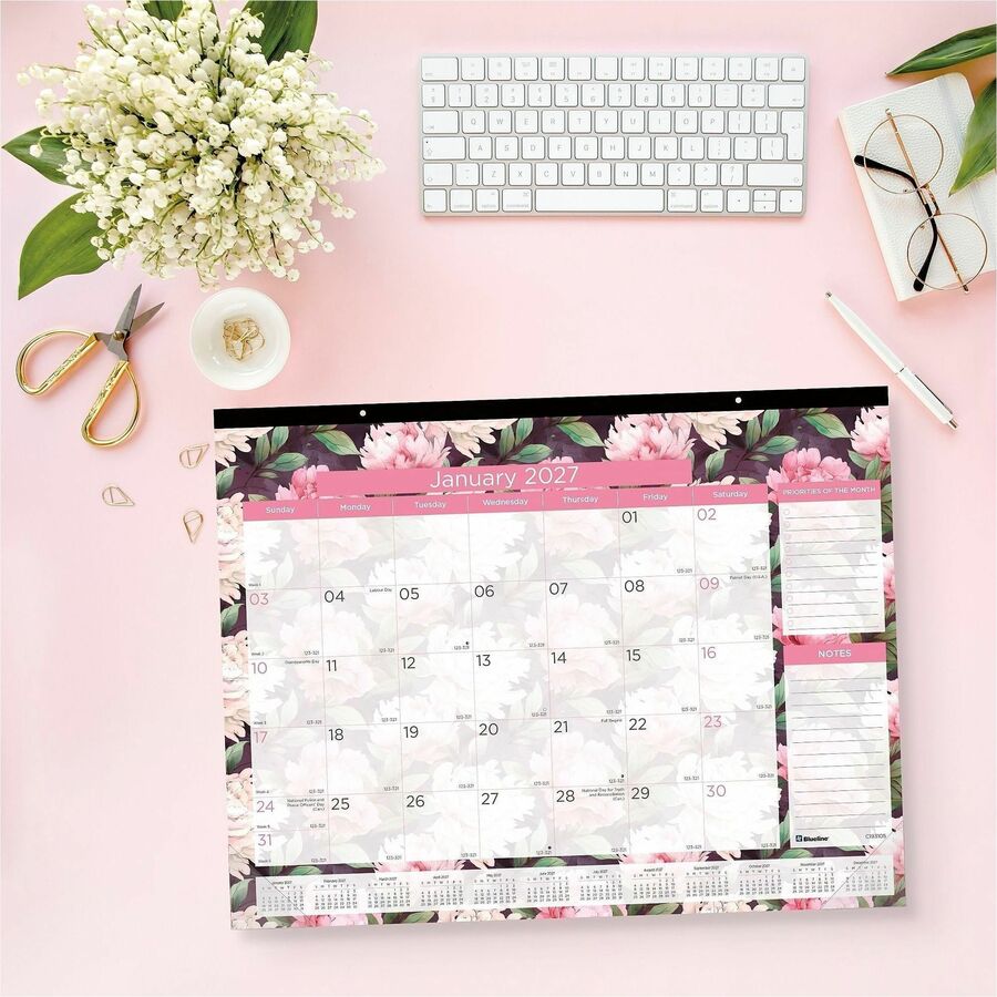 Picture of Brownline Monthly Floral Desk Pad