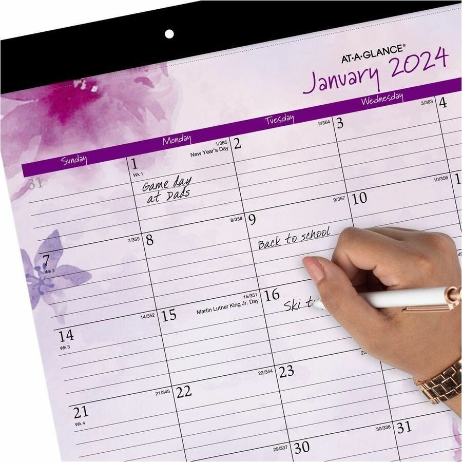 At-A-Glance Beautiful Day 2025 Monthly Desk Pad Calendar, Standard, 21 3/4" x 17" - Standard - Julian Dates - Monthly - 12 Month - January 2025 to December 2025 - 1 Month Single Page Layout - 21 3/4" x 17" Sheet Size - White Sheet - 2 x Holes - Headband -